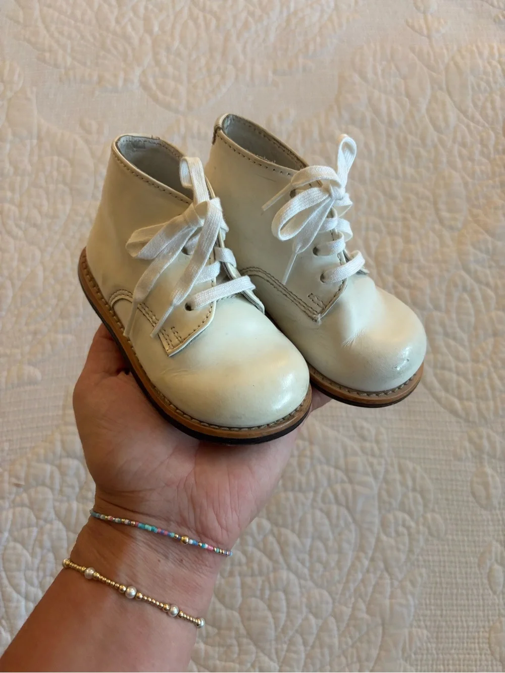 Josmo Cream Lace-Up Baby Walker Boots